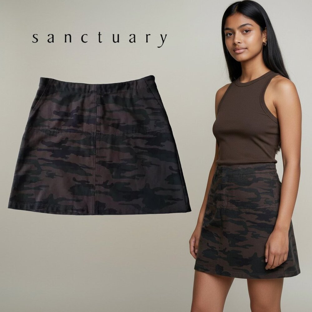 Sanctuary Dark Camouflage Print Stretch Mini Skirt Size S